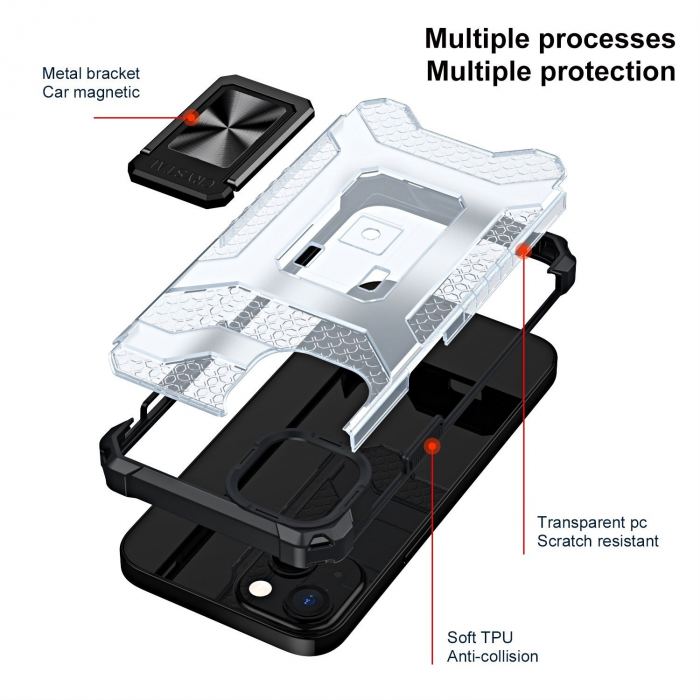 Husa de protectie Flippy compatibila cu Apple iPhone 13 Mini Acrylic Armor cu suport Negru [6]