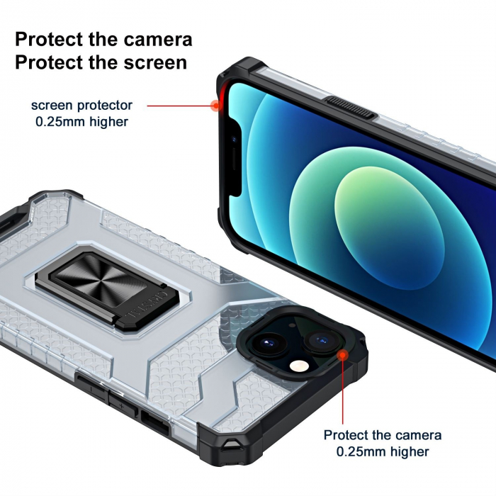 Husa de protectie Flippy compatibila cu Apple iPhone 13 Mini Acrylic Armor cu suport Negru [5]