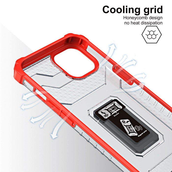Husa de protectie Flippy compatibila cu Apple iPhone 13 Mini Acrylic Armor cu suport Rosu [4]