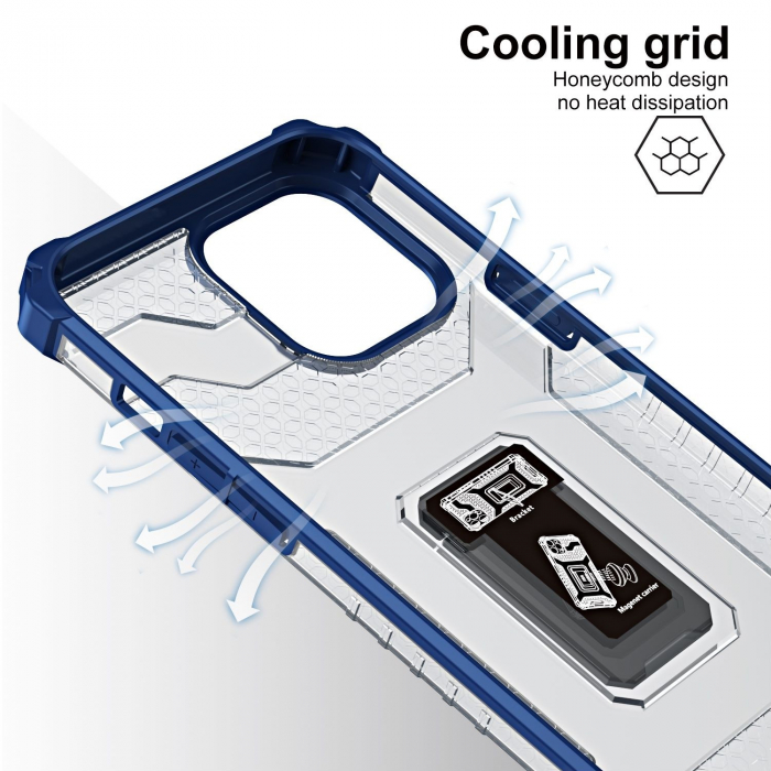 Husa de protectie Flippy compatibila cu Apple iPhone 13 Pro Acrylic Armor cu suport Albastru [2]