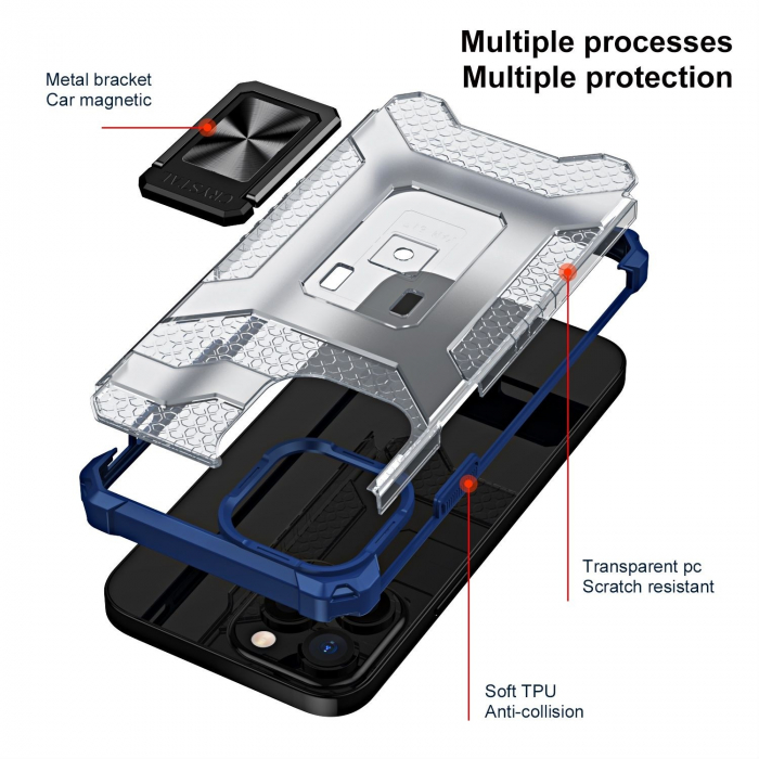 Husa de protectie Flippy compatibila cu Apple iPhone 13 Pro Acrylic Armor cu suport Albastru [4]