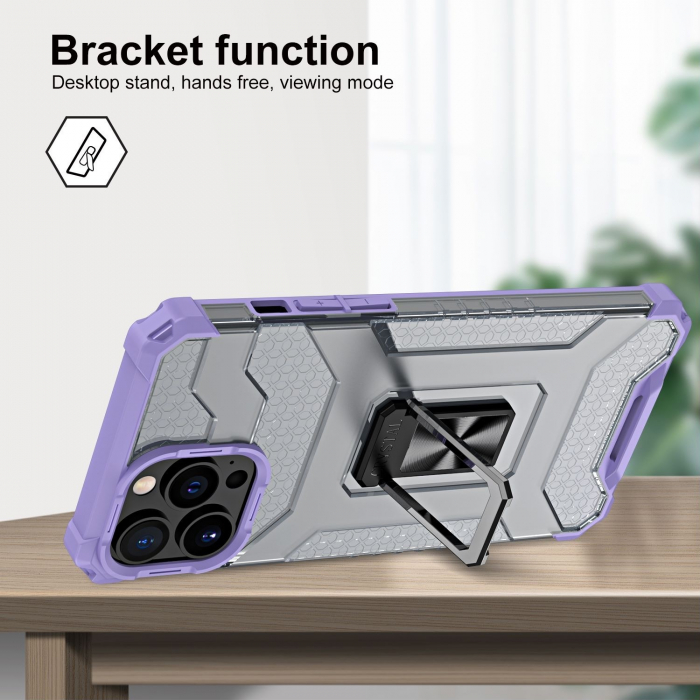 Husa de protectie Flippy compatibila cu Apple iPhone 13 Pro Acrylic Armor cu suport Mov [4]