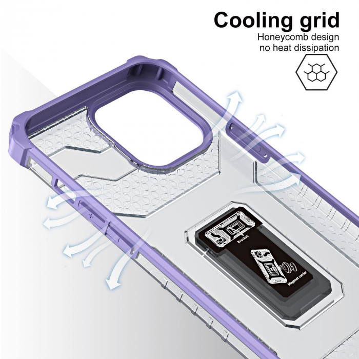 Husa de protectie Flippy compatibila cu Apple iPhone 13 Pro Acrylic Armor cu suport Mov [6]