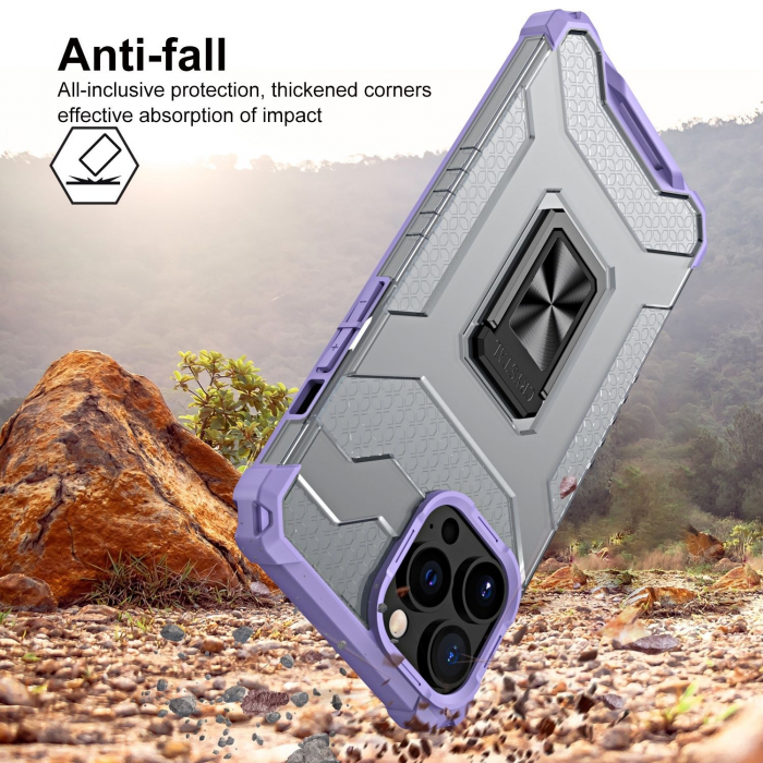 Husa de protectie Flippy compatibila cu Apple iPhone 13 Pro Acrylic Armor cu suport Mov [5]