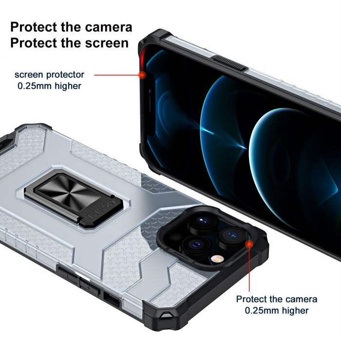 Husa de protectie Flippy compatibila cu Apple iPhone 13 Pro Acrylic Armor cu suport Negru [6]