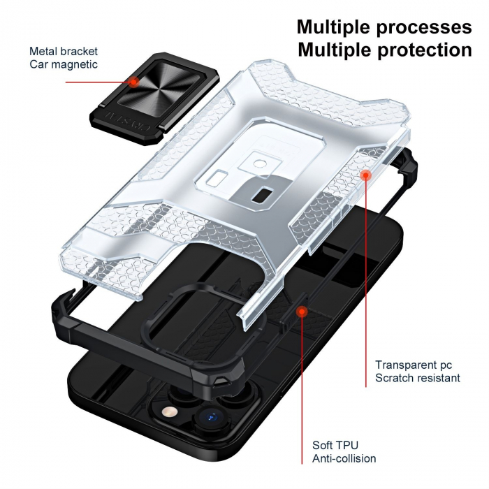 Husa de protectie Flippy compatibila cu Apple iPhone 13 Pro Acrylic Armor cu suport Negru [2]