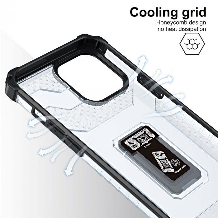Husa de protectie Flippy compatibila cu Apple iPhone 13 Pro Acrylic Armor cu suport Negru [5]
