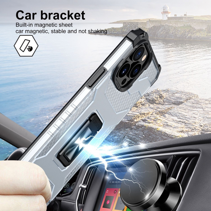 Husa de protectie Flippy compatibila cu Apple iPhone 13 Pro Acrylic Armor cu suport Negru [4]