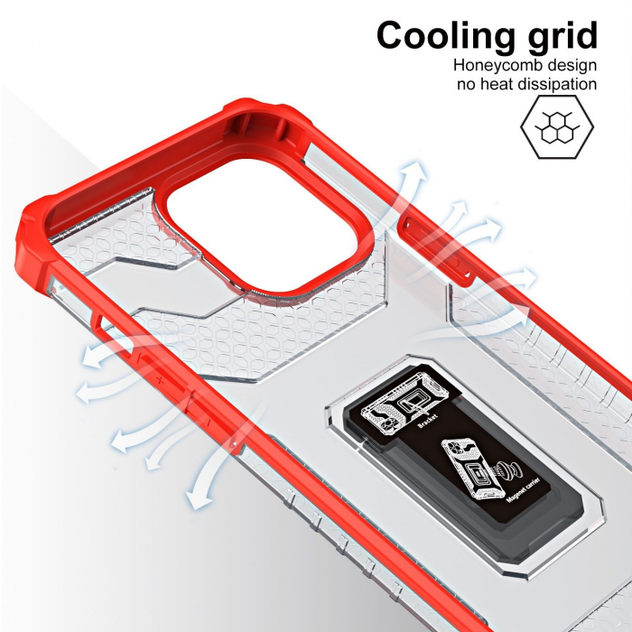 Husa de protectie Flippy compatibila cu Apple iPhone 13 Pro Acrylic Armor cu suport Rosu [4]