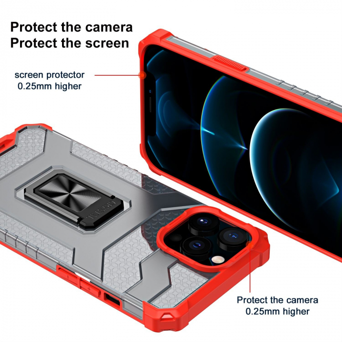 Husa de protectie Flippy compatibila cu Apple iPhone 13 Pro Acrylic Armor cu suport Rosu [5]