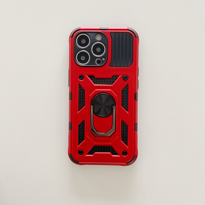 Husa de protectie Flippy compatibila cu Apple iPhone 13 Pro Defender Model 4 cu suport,Rosu [3]