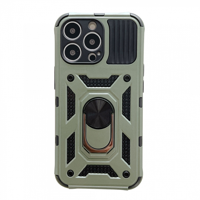 Husa de protectie Flippy compatibila cu Apple iPhone 13 Pro Defender Model 4 cu suport,Verde [1]