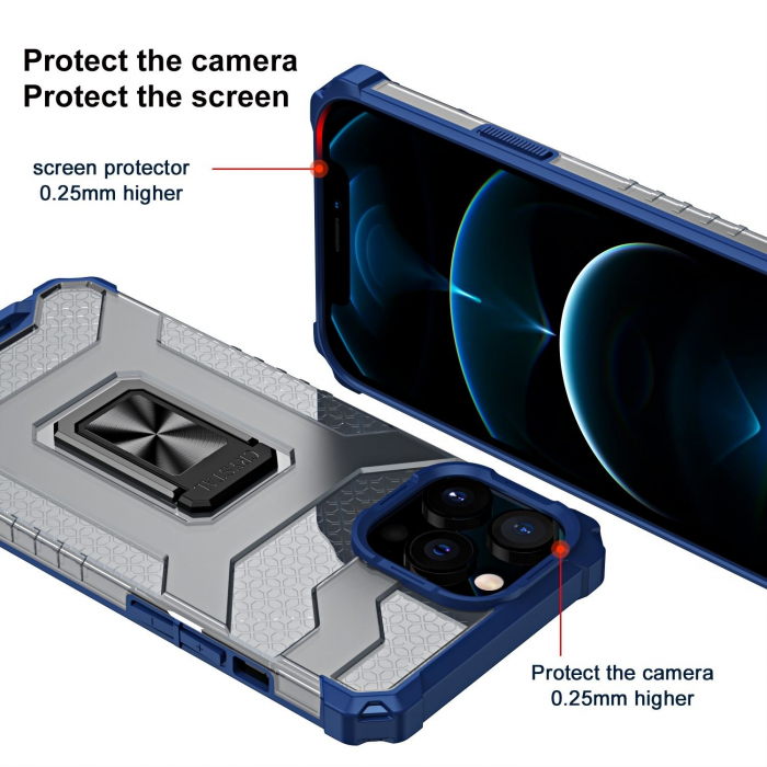 Husa de protectie Flippy compatibila cu Apple iPhone 13 Pro Max Acrylic Armor cu suport Albastru [3]