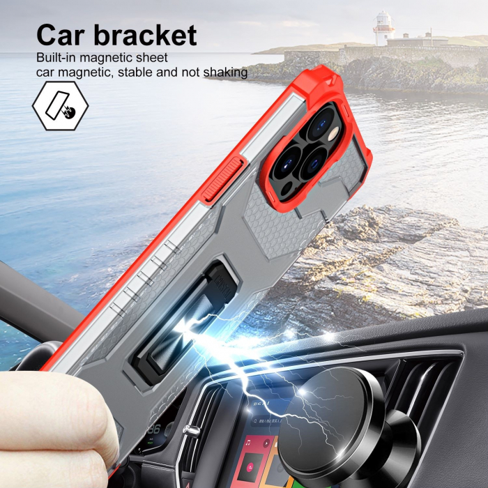 Husa de protectie Flippy compatibila cu Apple iPhone 13 Pro Max Acrylic Armor cu suport Rosu [2]
