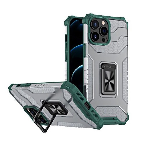 Husa de protectie Flippy compatibila cu Apple iPhone 13 Pro Max Acrylic Armor cu suport Verde Inchis [1]