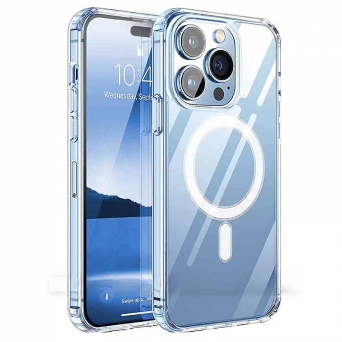 Husa de protectie Flippy compatibila cu Apple iPhone 15 Plus, MagSafe Blister, gaura mare camera, transparenta [1]