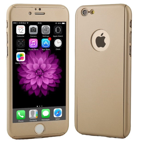 Husa de protectie Flippy compatibila cu Apple iPhone 7 Full Cover 360 Auriu + Folie de protectie [3]