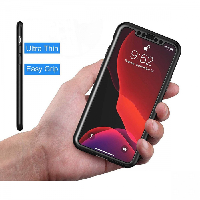 Husa de protectie Flippy compatibila cu Samsung Galaxy S8 Plus Full Cover 360 Negru + Folie de protectie [6]