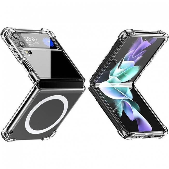 Husa de protectie Flippy compatibila cu Samsung Z Flip 5, MagSafe Blister, gaura mare camera, transparenta [1]