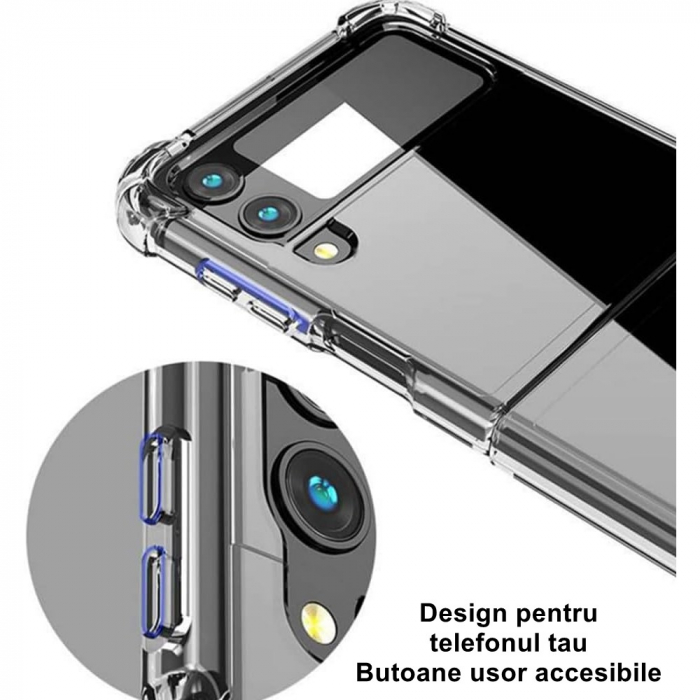 Husa de protectie Flippy compatibila cu Samsung Z Flip 5, MagSafe Blister, gaura mare camera, transparenta [4]