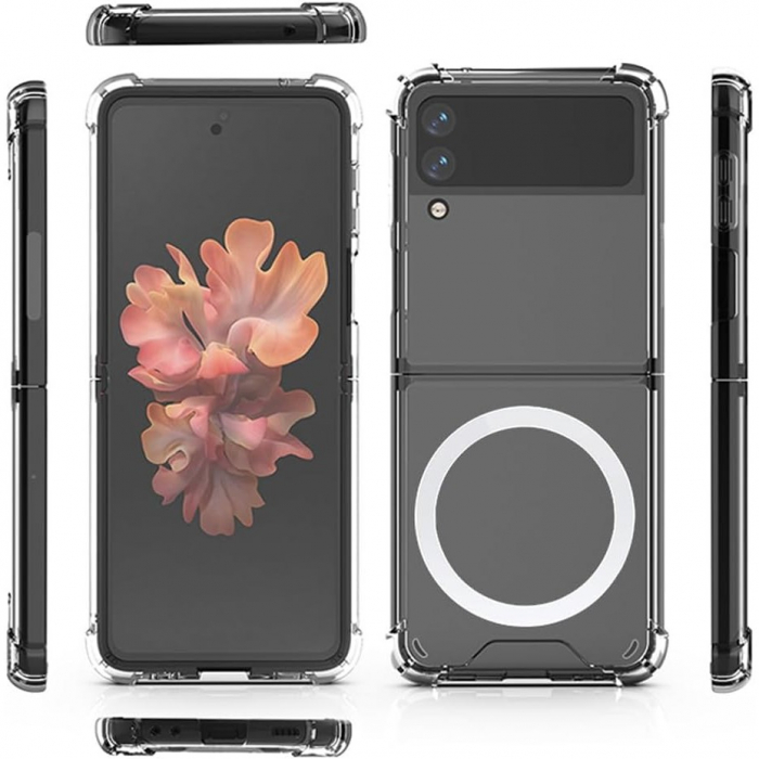 Husa de protectie Flippy compatibila cu Samsung Z Flip 5, MagSafe Blister, gaura mare camera, transparenta [2]