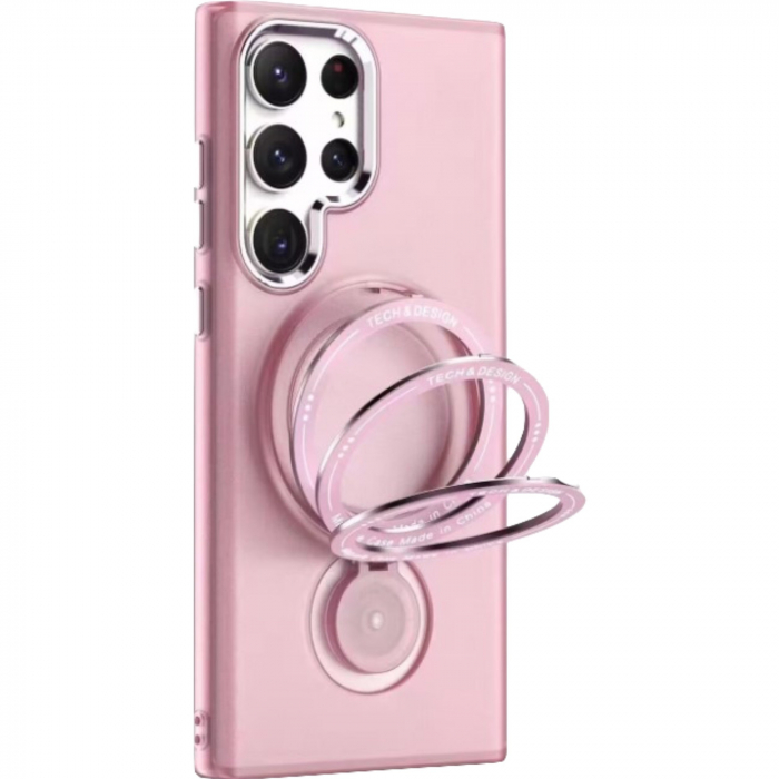 Husa de protectie Flippy, cu incarcare Wireless, Tehnologie Magsafe, TPU, Inel magnetic rotativ cu functie de suport, pentru Samsung Galaxy S23 , Rose Gold [1]