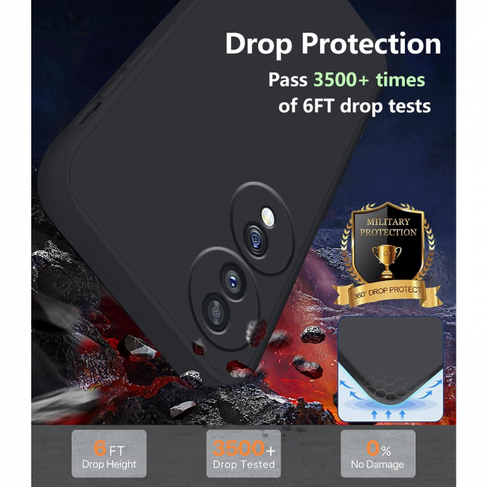 Husa de Protectie, Flippy, pentru Honor 70, Liquid Silicone, cu Microfibra pe Interior, Protectie Antisoc, Compatibil Incarcare Wireless, Negru [5]