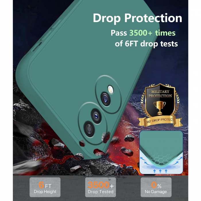 Husa de Protectie, Flippy, pentru Honor 70, Liquid Silicone, cu Microfibra pe Interior, Protectie Antisoc, Compatibil Incarcare Wireless, Verde [3]
