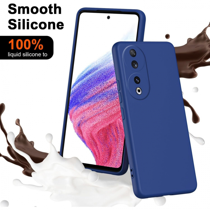Husa de Protectie, Flippy, pentru Honor 90, Liquid Silicone, cu Microfibra pe Interior, Protectie Antisoc, Compatibil Incarcare Wireless, Albastru [6]