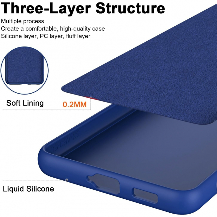 Husa de Protectie, Flippy, pentru Honor 90, Liquid Silicone, cu Microfibra pe Interior, Protectie Antisoc, Compatibil Incarcare Wireless, Albastru [3]