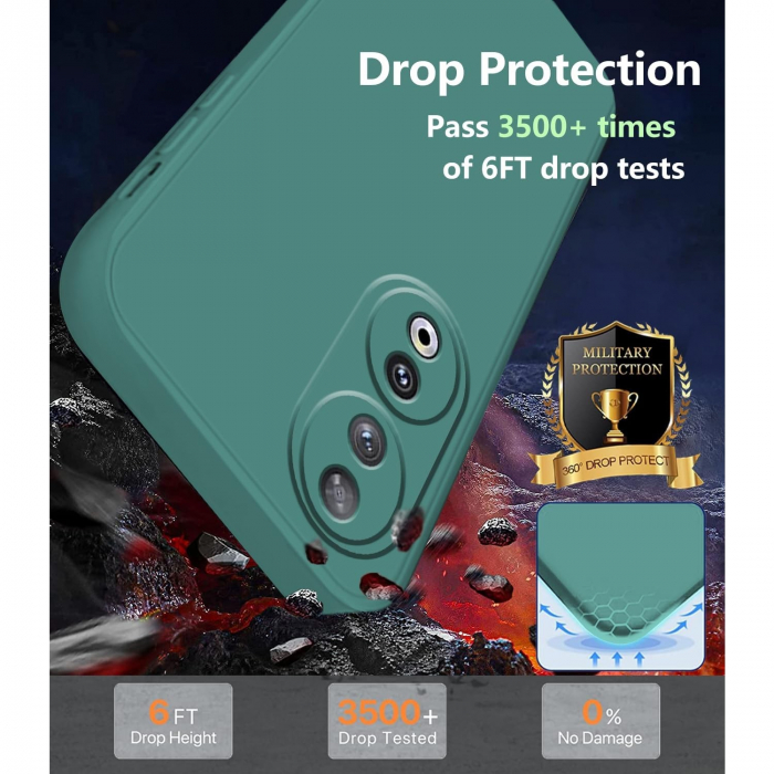 Husa de Protectie, Flippy, pentru Honor 90, Liquid Silicone, cu Microfibra pe Interior, Protectie Antisoc, Compatibil Incarcare Wireless, Verde [4]