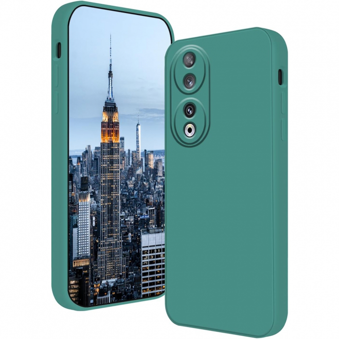 Husa de Protectie, Flippy, pentru Honor 90, Liquid Silicone, cu Microfibra pe Interior, Protectie Antisoc, Compatibil Incarcare Wireless, Verde [1]