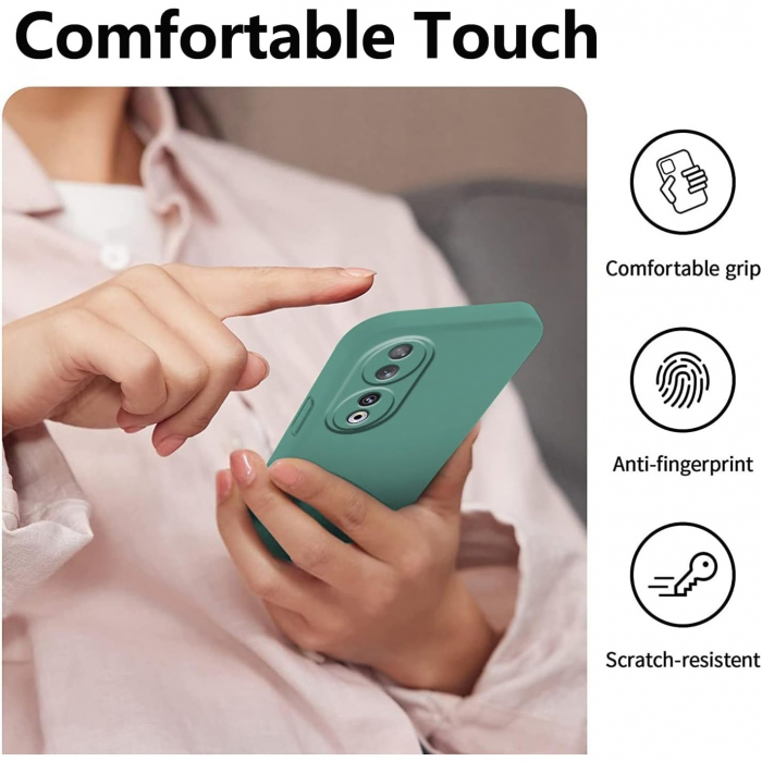 Husa de Protectie, Flippy, pentru Honor 90, Liquid Silicone, cu Microfibra pe Interior, Protectie Antisoc, Compatibil Incarcare Wireless, Verde [3]