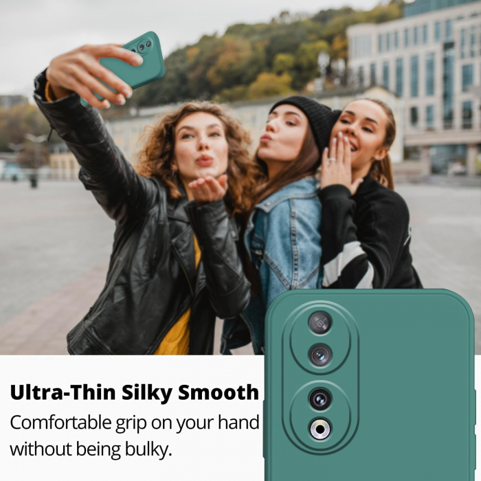 Husa de Protectie, Flippy, pentru Honor 90, Liquid Silicone, cu Microfibra pe Interior, Protectie Antisoc, Compatibil Incarcare Wireless, Verde [5]