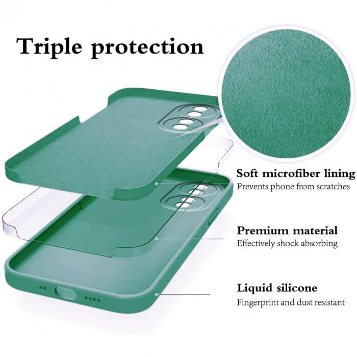 Husa de Protectie, Flippy, pentru Honor 90, Liquid Silicone, cu Microfibra pe Interior, Protectie Antisoc, Compatibil Incarcare Wireless, Verde [2]
