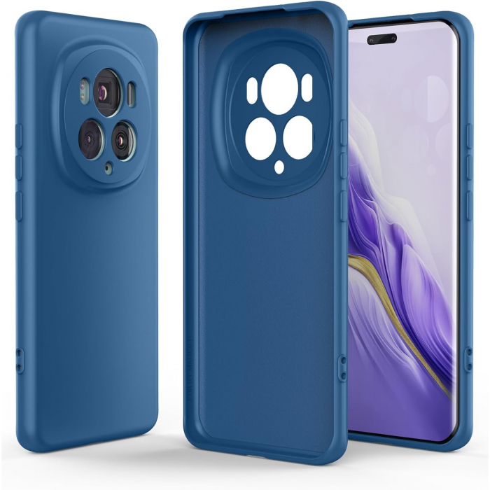 Husa de Protectie, Flippy, pentru Honor Magic 5 Pro, Liquid Silicone, cu Microfibra pe Interior, Protectie Antisoc, Compatibil Incarcare Wireless, Albastru [2]