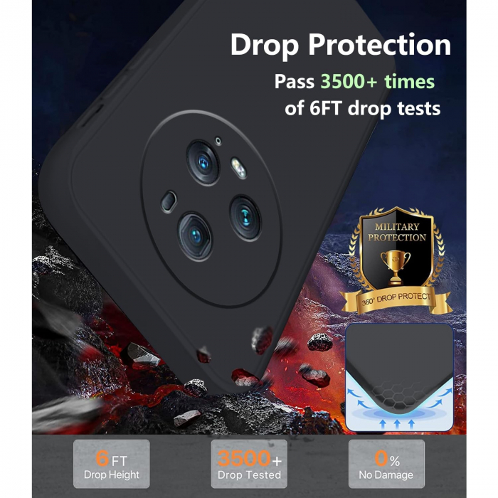 Husa de Protectie, Flippy, pentru Honor Magic 5 Pro, Liquid Silicone, cu Microfibra pe Interior, Protectie Antisoc, Compatibil Incarcare Wireless, Negru [4]