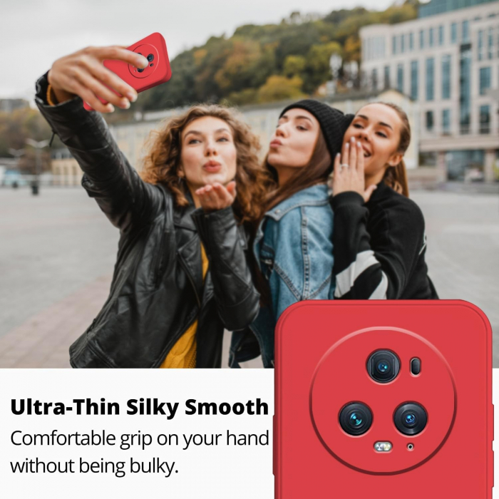 Husa de Protectie, Flippy, pentru Honor Magic 5 Pro, Liquid Silicone, cu Microfibra pe Interior, Protectie Antisoc, Compatibil Incarcare Wireless, Rosu [5]