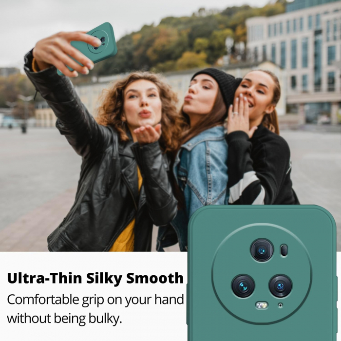 Husa de Protectie, Flippy, pentru Honor Magic 5 Pro, Liquid Silicone, cu Microfibra pe Interior, Protectie Antisoc, Compatibil Incarcare Wireless, Verde [5]