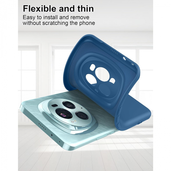 Lichidare Husa de Protectie, Flippy, pentru Honor Magic 6 Pro, Liquid Silicone, cu Microfibra pe Interior, Protectie Antisoc, Compatibil Incarcare Wireless, Albastru [5]