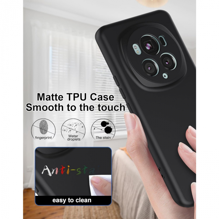 Husa de Protectie, Flippy, pentru Honor Magic 6 Pro, Liquid Silicone, cu Microfibra pe Interior, Protectie Antisoc, Compatibil Incarcare Wireless, Negru [3]