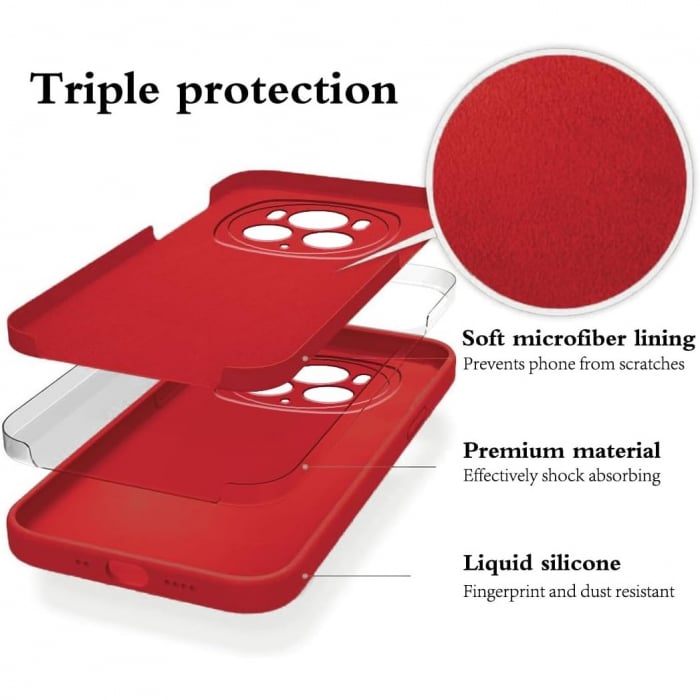 Husa de Protectie, Flippy, pentru Honor Magic 6 Pro, Liquid Silicone, cu Microfibra pe Interior, Protectie Antisoc, Compatibil Incarcare Wireless, Rosu [2]