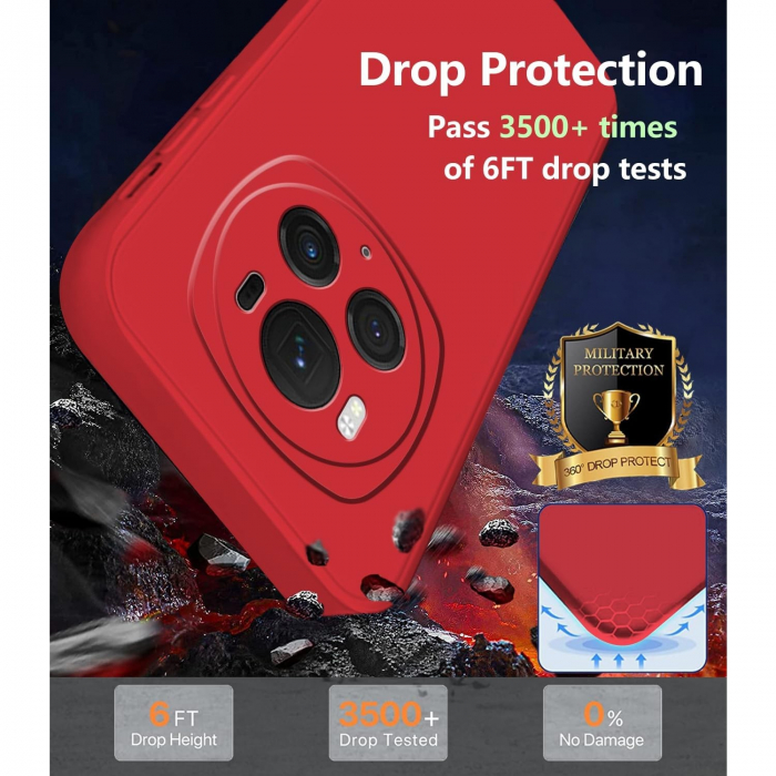 Husa de Protectie, Flippy, pentru Honor Magic 6 Pro, Liquid Silicone, cu Microfibra pe Interior, Protectie Antisoc, Compatibil Incarcare Wireless, Rosu [4]