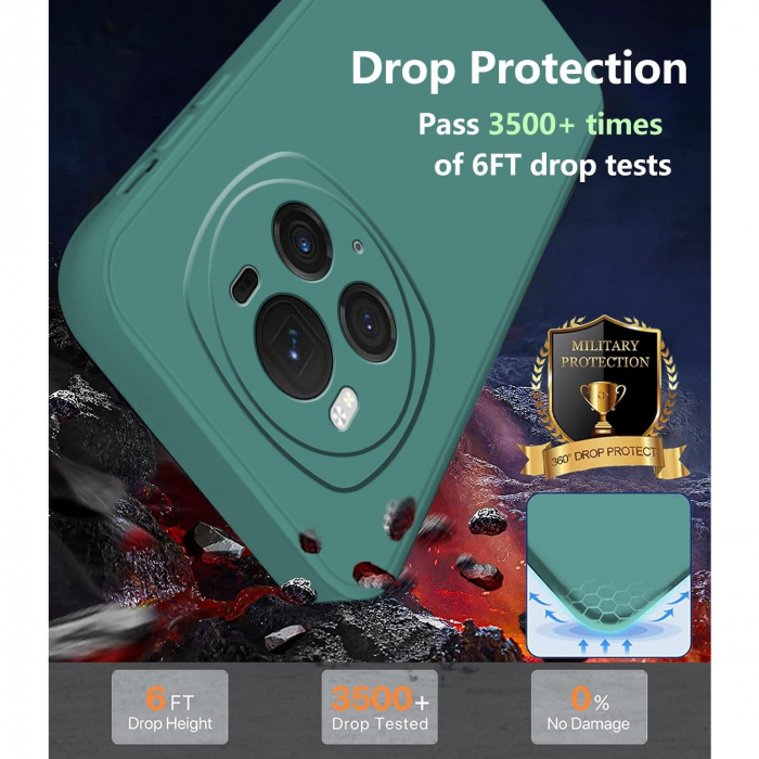Husa de Protectie, Flippy, pentru Honor Magic 6 Pro, Liquid Silicone, cu Microfibra pe Interior, Protectie Antisoc, Compatibil Incarcare Wireless, Verde [4]