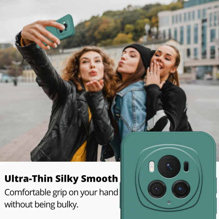 Husa de Protectie, Flippy, pentru Honor Magic 6 Pro, Liquid Silicone, cu Microfibra pe Interior, Protectie Antisoc, Compatibil Incarcare Wireless, Verde [5]
