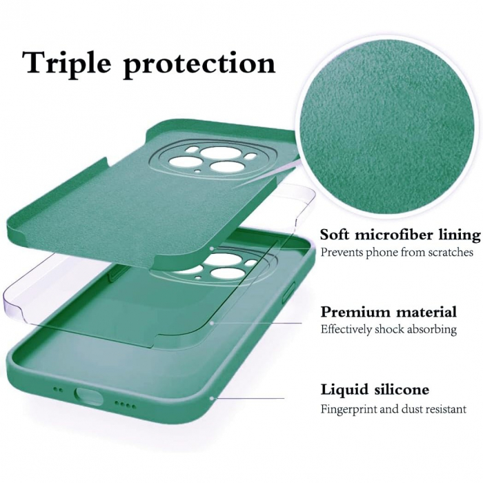 Husa de Protectie, Flippy, pentru Honor Magic 6 Pro, Liquid Silicone, cu Microfibra pe Interior, Protectie Antisoc, Compatibil Incarcare Wireless, Verde [2]