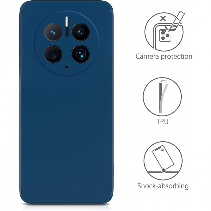 Husa de Protectie, Flippy, pentru Huawei Mate 50 Pro, Liquid Silicone, cu Microfibra pe Interior, Protectie Antisoc, Compatibil Incarcare Wireless, Albastru [4]