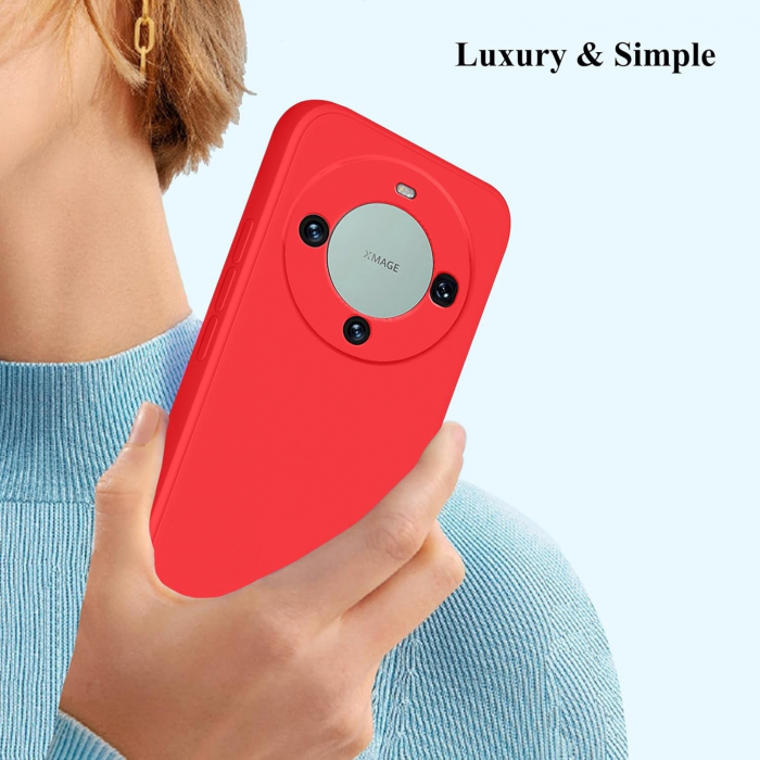 Husa de Protectie, Flippy, pentru Huawei Mate 60 Pro, Liquid Silicone, cu Microfibra pe Interior, Protectie Antisoc, Compatibil Incarcare Wireless, Rosu [3]
