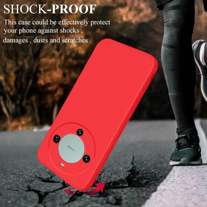 Husa de Protectie, Flippy, pentru Huawei Mate 60 Pro, Liquid Silicone, cu Microfibra pe Interior, Protectie Antisoc, Compatibil Incarcare Wireless, Rosu [5]