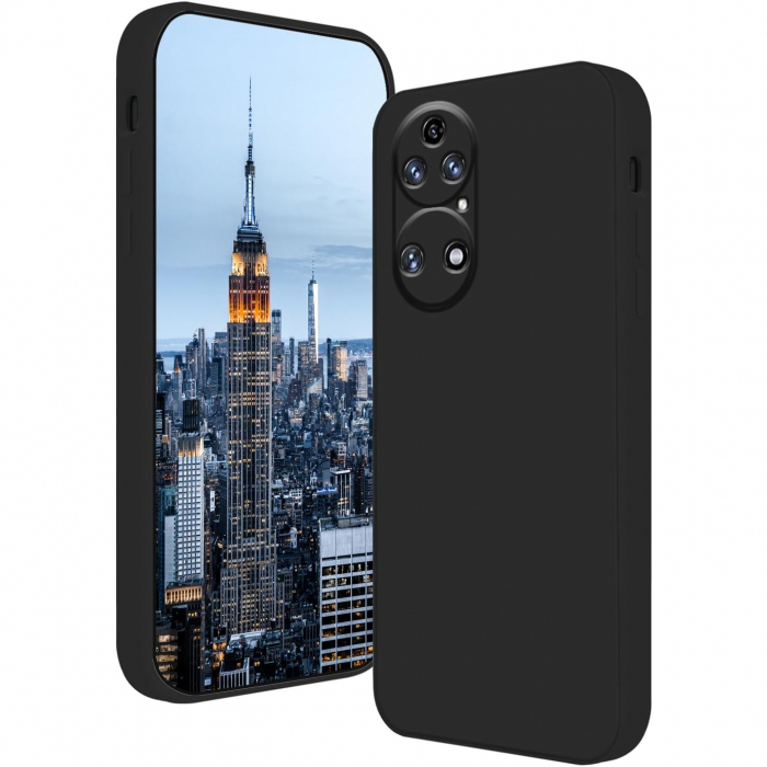 Husa de Protectie, Flippy, pentru Huawei P50 Pro, Liquid Silicone, cu Microfibra pe Interior, Protectie Antisoc, Compatibil Incarcare Wireless, Negru [1]